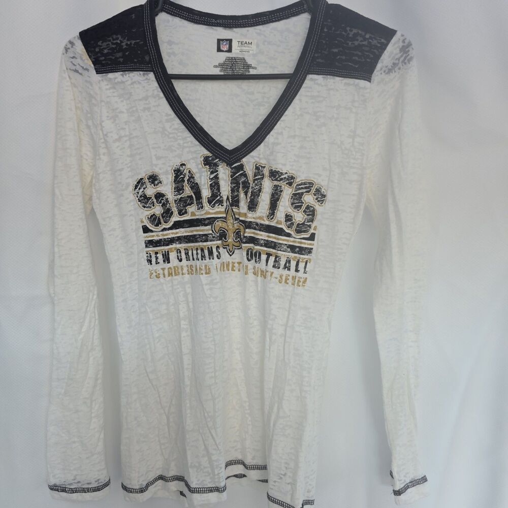 New Orleans Saints Shirt Ladies S White Long Sleeve NFL Football Tee Womens